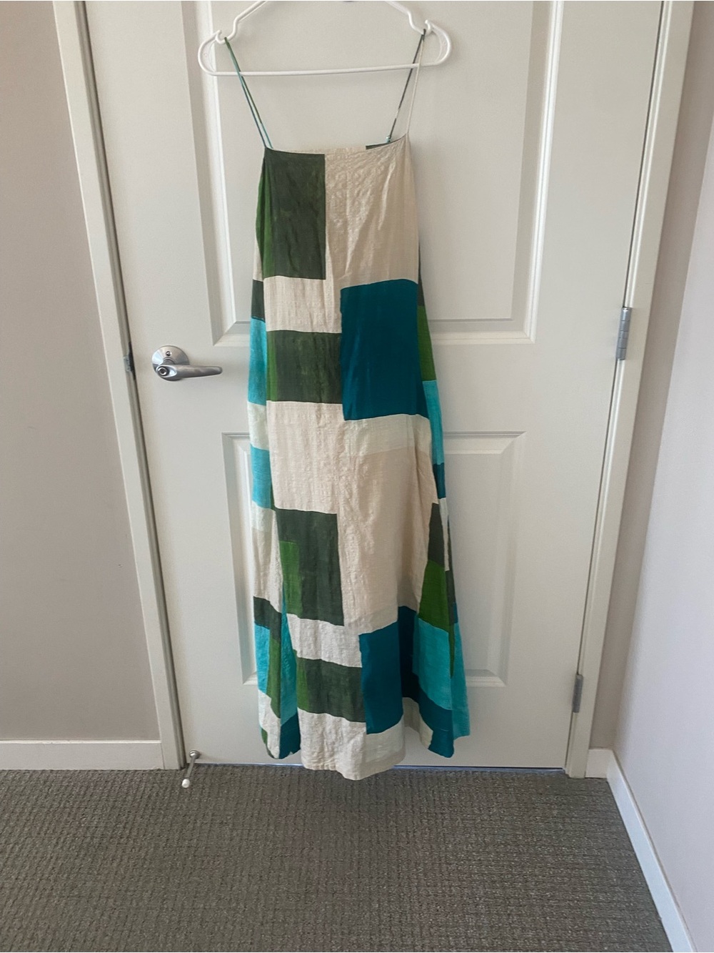 Banana Republic Teal, Turquoise & Forest Green Colorblock Maxi Dress